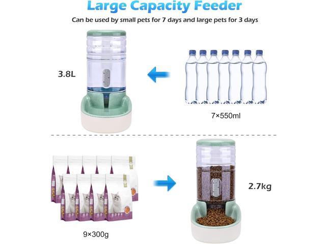 Automatic Dog Cat Feeder and Water Dispenser Gravity Food Feeder and Waterer Set with Pet Food Bowl for Small Medium Dog Puppy Kitten, Large...