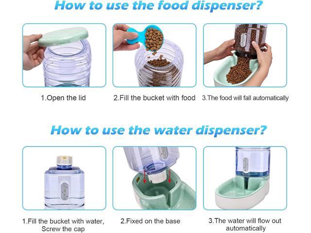 Automatic Dog Cat Feeder and Water Dispenser Gravity Food Feeder and Waterer Set with Pet Food Bowl for Small Medium Dog Puppy Kitten, Large...
