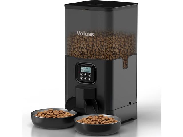 Automatic Cat Feeders for Two Cats, Double Pet Feeder with 2 Stainless Steel Bowls,6L Timed Cat Feeder with Memory Function, Pet Food Dish