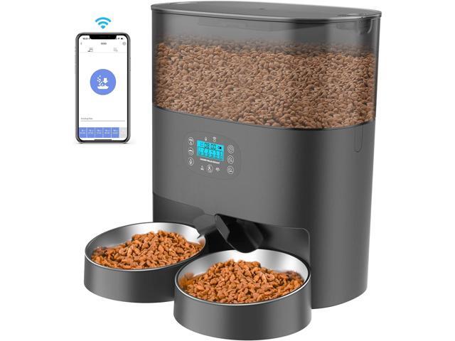 6L Automatic Cat Feeder for 2 Cats, 2.4G WiFi Enabled Smart Feed Pet Feeder for Dogs, Timed Pet Food Dispenser with Stainless Steel Bowl APP...
