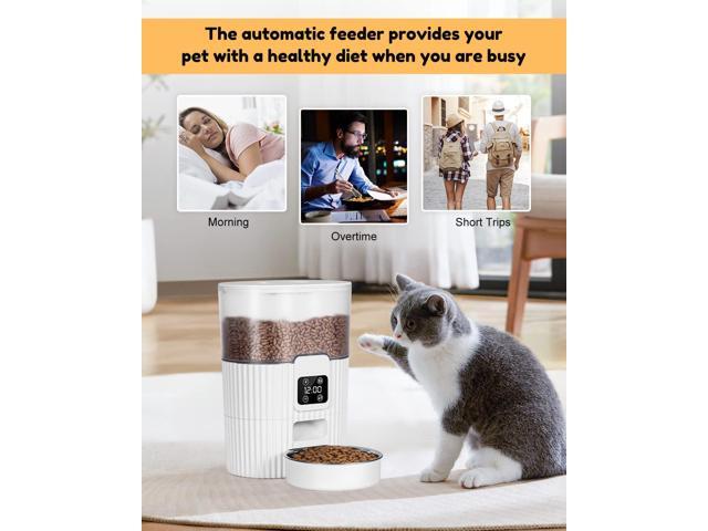 Automatic-Cat-Feeder, 3.5L Pet Feeder with Dual Power Supply Auto Cat Dry Food Dispenser Dog Automatic Feeder with Desiccant & Stainless Steel Bowl