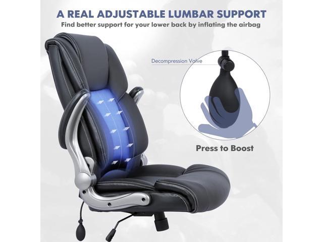 COLAMY High Back Executive Office Chair- Ergonomic Home Computer Desk Leather Chair with Padded Flip-up Arms, Adjustable Tilt Lock, Swivel Rolling...