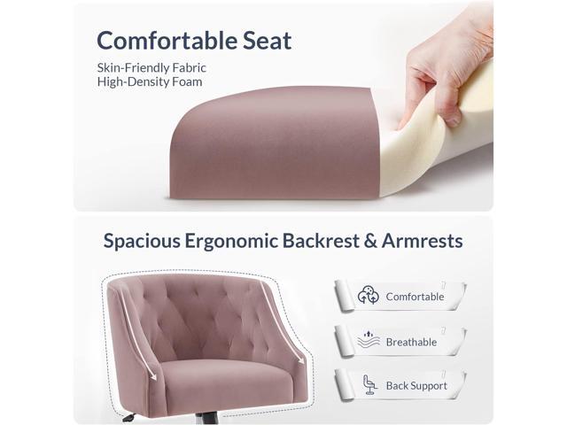 BELLEZE Modern Home Office Chair, Rolling Swivel Desk Chair, Upholstered Velvet Accent Chair, Stylish Comfy Vanity Chair, Adjustable Height -...