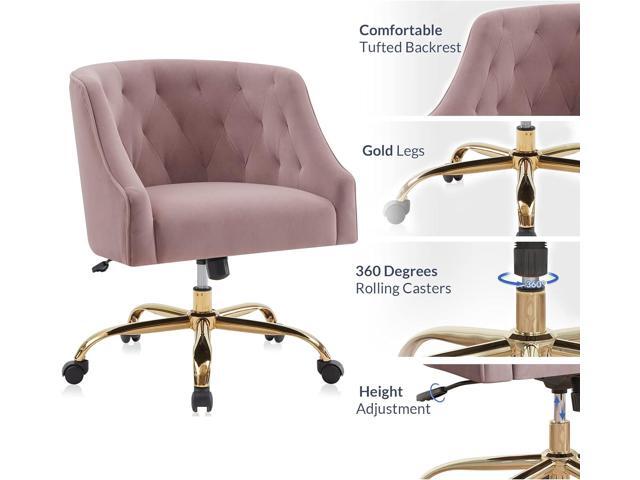 BELLEZE Modern Home Office Chair, Rolling Swivel Desk Chair, Upholstered Velvet Accent Chair, Stylish Comfy Vanity Chair, Adjustable Height -...