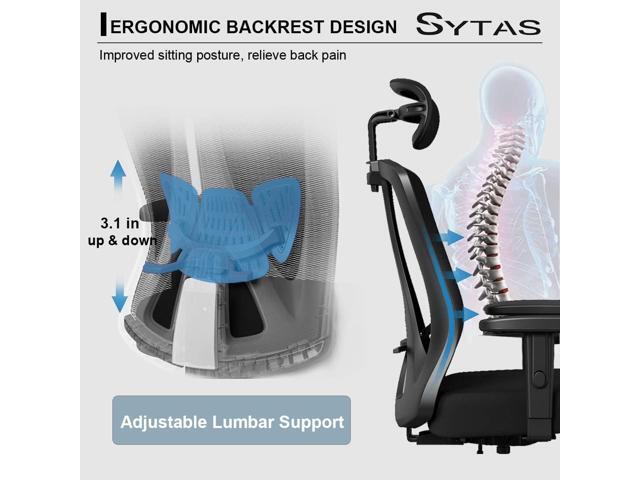 Sytas Ergonomic Office Chair, High Back Desk Chair Computer Task Mesh Chair with Adjustable Headrest, Arms and Lumbar Support, for Modern Office...