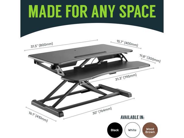 TechOrbits Standing Desk Converter-32-inch Height Adjustable, MDF Wood, Sit Riser-Black, 32'
