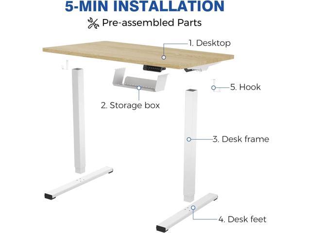 FLEXISPOT Standing Desk Quick Assembly Electric Adjustable with 48 x 24 Inches Whole-Piece Desktop Ergonomic Memory Controller Stand Up Desk(White...