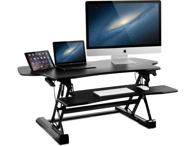 Mount-It! Height Adjustable Standing Desk Converter 48 Wide Tabletop Sit Stand Desk Riser with Gas Spring Stand Up Computer Workstation Fits...