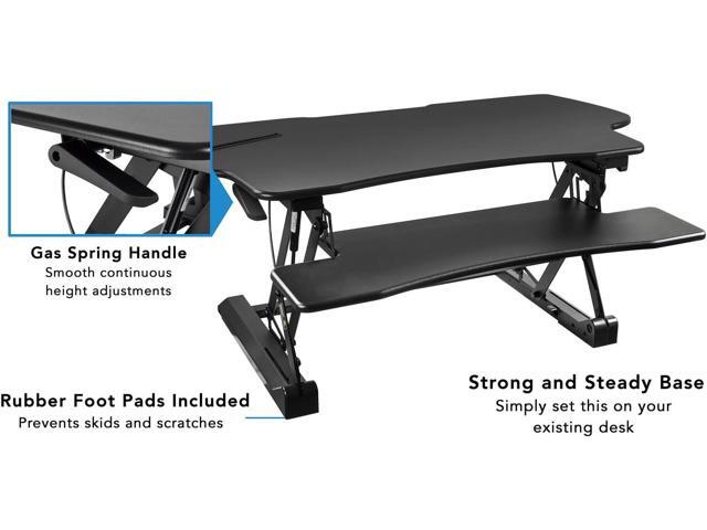 Mount-It! Height Adjustable Standing Desk Converter 48 Wide Tabletop Sit Stand Desk Riser with Gas Spring Stand Up Computer Workstation Fits...