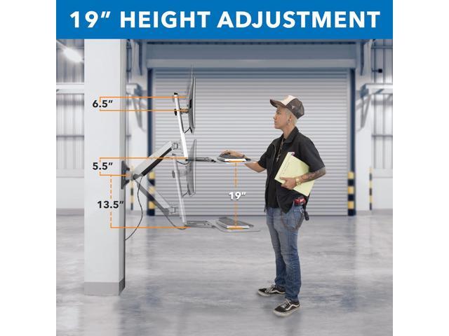 Mount-It! Sit Stand Wall Mount Workstation Adjustable Height Stand Up Computer Station with Articulating Monitor Mount, Keyboard Tray, & CPU...