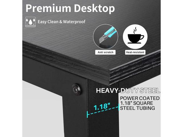 Aquzee Computer Desk with Hutch and Bookshelf, Black Home Office Desk with Storage Shelves, Easy Assemble and All Hardware and Tools Included