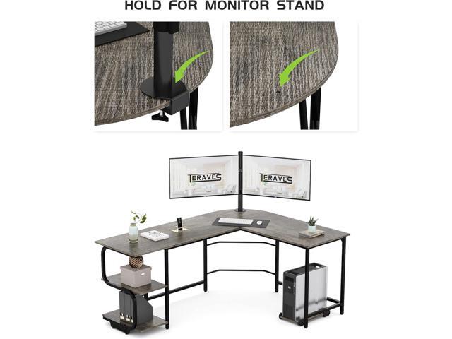 Teraves Reversible L Shaped Desk with Large Surface, 69 Inch Sturdy Corner Desk with Storage Shelves, Premium Office Computer Desk Workstation for...