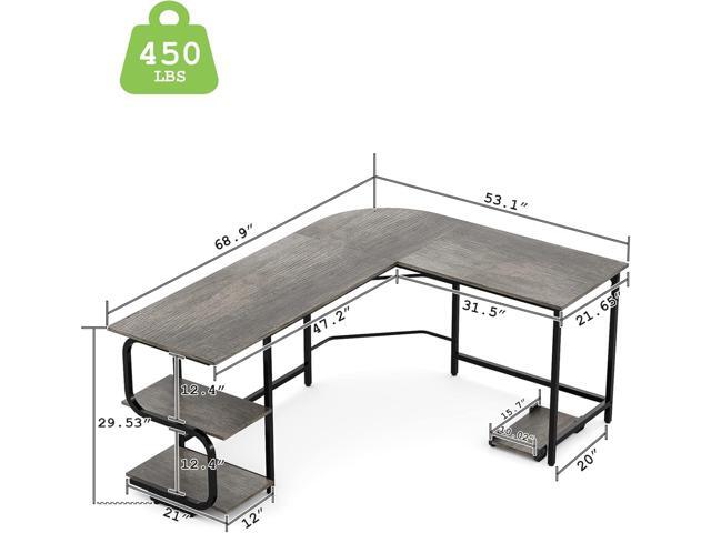 Teraves Reversible L Shaped Desk with Large Surface, 69 Inch Sturdy Corner Desk with Storage Shelves, Premium Office Computer Desk Workstation for...