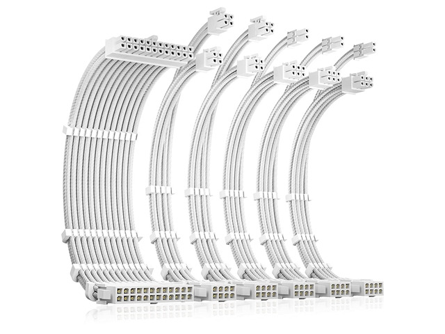 Antec Power Supply Sleeved Cable, PSU Extension Cable Kit / 1x24pin ATX / 2x8pin (4+4) EPS / 3x8pin (6+2) PCI-E, 30cm Length with Combs, Dual EPS...