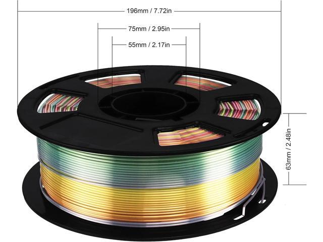 Silk Shiny Multi Color Fast Change Rainbow PLA Filament, 1kg 2.2lbs 1.75mm 3D Printing Material, Widely Support for FDM 3D Printer, Easy to Print