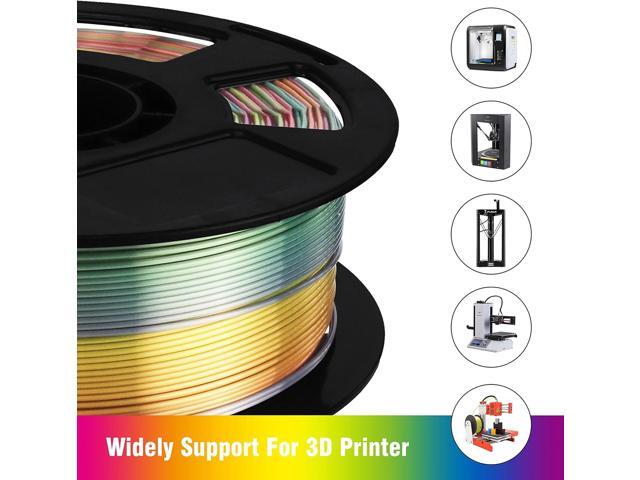 Silk Shiny Multi Color Fast Change Rainbow PLA Filament, 1kg 2.2lbs 1.75mm 3D Printing Material, Widely Support for FDM 3D Printer, Easy to Print