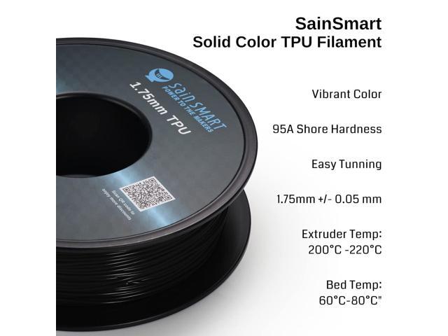 SainSmart TPU Filament 1.75, Blck Flexible TPU 3D Printing Filament, 1.75 mm, 0.8 kg, Dimensional Accuracy +/- 0.05 mm