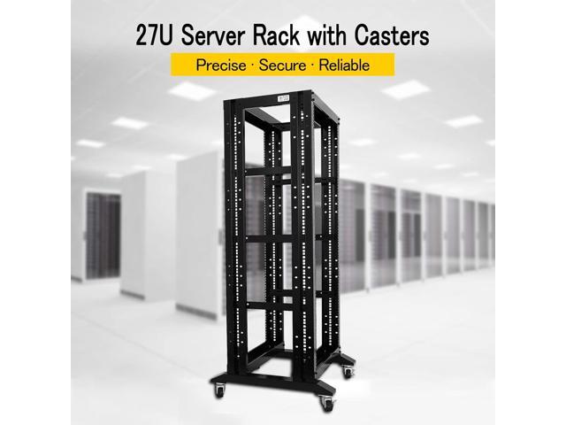 RAISING ELECTRONICS 27U 4 Post Open Frame Network Server Rack 19inch Width 600mm deep with 3 Pairs of L Rail