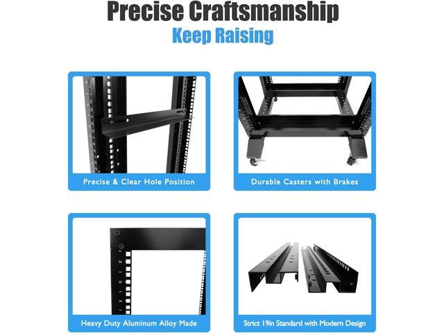 Raising Electronics Server Rack Open Frame Rack 4 Post 19 inch Adjustable Server/Audio Rack Cold Rolled Steel(27U,24Depth)