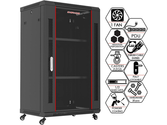 Sysracks - Server Rack Wall Mount Rack - Locking Cabinet for Network - Electronics - Security - Audio - Video - AV Equipment - Data Rack -...