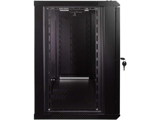 NavePoint 12U Server Rack Enclosure with Glass Door, Cooling Fan, Locks, & Removable Side Panels - 12U Wall Mount Network Cabinet 19 Inch Rack...