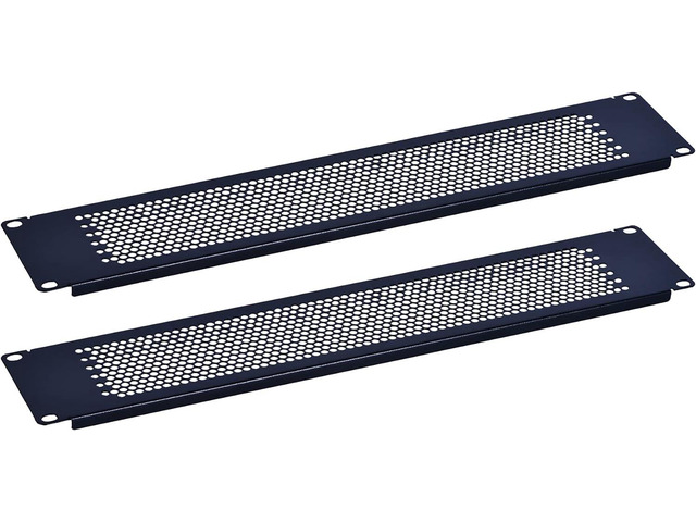 2U Blank Rack Mount Panel Spacer with Venting for 19in Server Rack Enclosure or Network Cabinet 2 Pack, Black