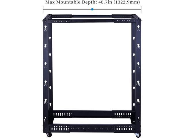 RackPath 25U Open Frame Server Rack Heavy Duty 4 Post Adjustable Depth with Casters