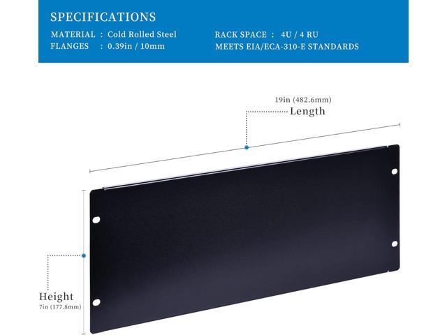 RackPath 4U Blank Rack Mount Panel Spacer for 19in Server Rack Enclosure or Network Cabinet 2 Pack