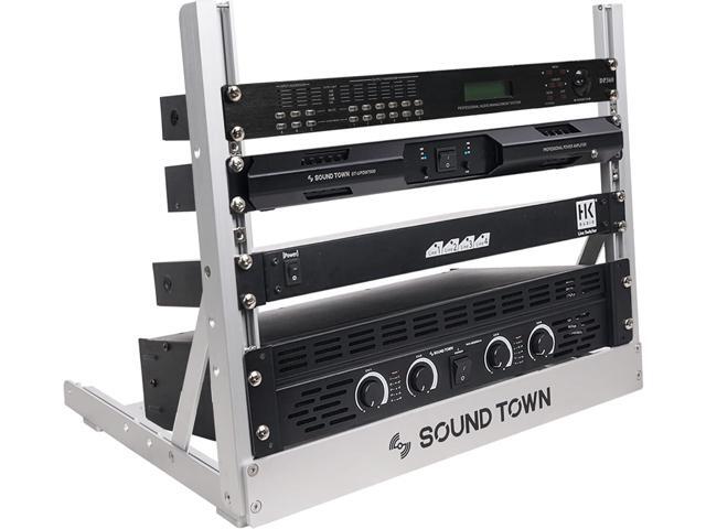 Sound Town 8U Aluminum 2-Post Desktop Open-Frame Rack, Angle Adjustable, for Audio/Video, Network Switches, Routers, Patch Panels (2PF-8A)