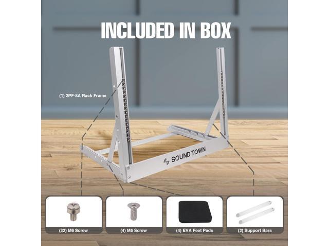Sound Town 8U Aluminum 2-Post Desktop Open-Frame Rack, Angle Adjustable, for Audio/Video, Network Switches, Routers, Patch Panels (2PF-8A)