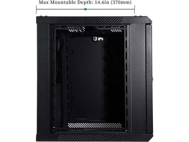 RackPath 9U Wall Mount Server Cabinet Network Rack Enclosure, Quiet Cooling Fan, Perforated Door, Black