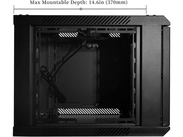 RackPath 6U Wall Mount Server Cabinet Network Rack Enclosure, Quiet Cooling Fan, Perforated Door, Black