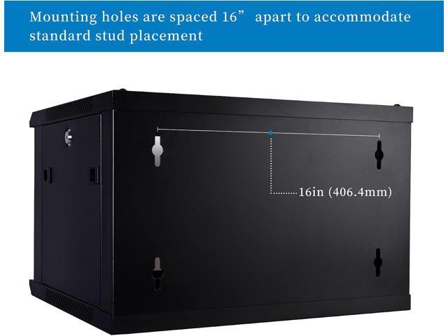 RackPath 6U Wall Mount Server Cabinet Network Rack Enclosure, Quiet Cooling Fan, Perforated Door, Black