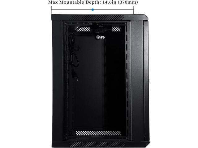 RackPath 12U Wall Mount Server Cabinet Network Rack Enclosure, Quiet Cooling Fan, Perforated Door, Black
