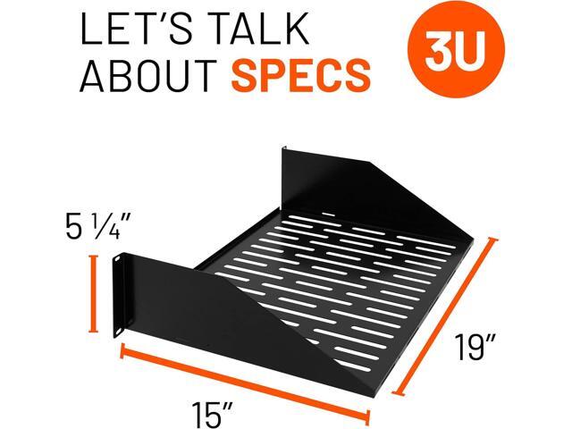 ECHOGEAR 3U Rack Shelf - Universal Design Works with Any Rack - Holds 75bs of Servers, Network Gear, or AV Equipment - 15' Deep Steel Shelf with...