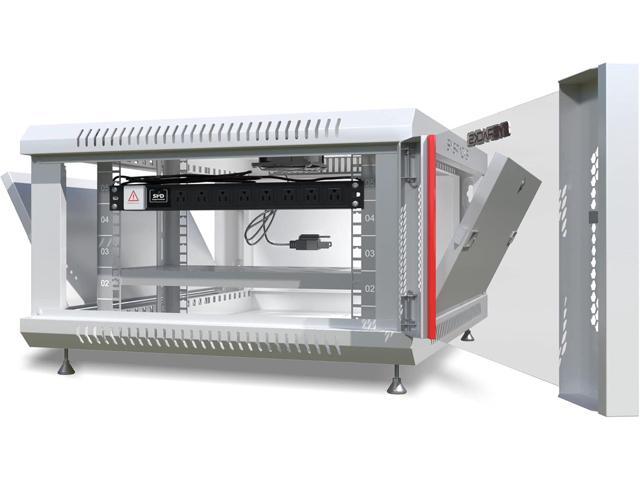 Sysracks 6U Wall Mount Gray IT Network Av Data Server Rack Cabinet Enclosure 24 Inch Depth - Shelf - 8-Way PDU - Fan - Adjustable Feet - Hardware