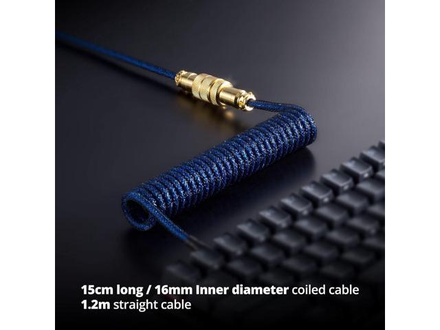 GUNMJO Starlight Coiled USB C Keyboard Cable for Gaming Keyboard, Double-Sleeved Mechanical Keyboard Cable with Detachable Metal Aviator, 1.5M...