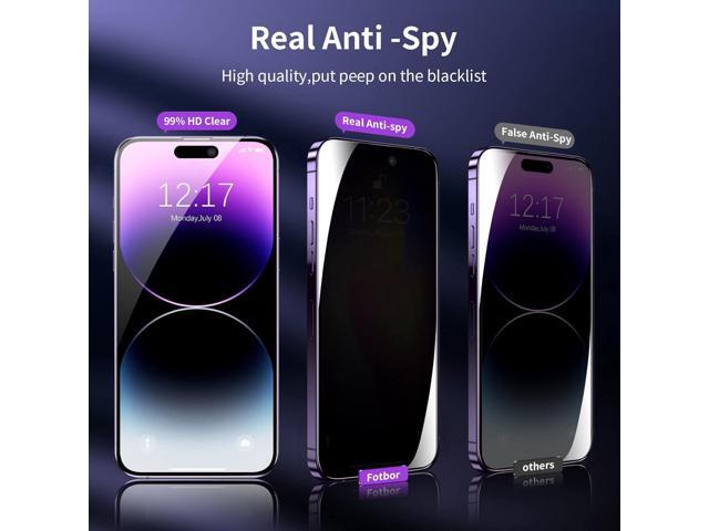 Fotbor for [2+2 Pack] iPhone 14 Pro Max Privacy Screen Protector with Camera Lens Protector, Privacy Screen with Easy Installation Kit, Anti Spy...