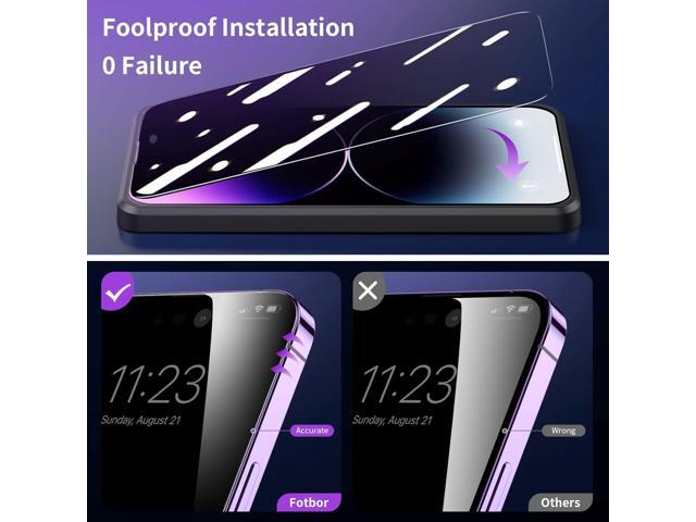 Fotbor for [2+2 Pack] iPhone 14 Pro Max Privacy Screen Protector with Camera Lens Protector, Privacy Screen with Easy Installation Kit, Anti Spy...