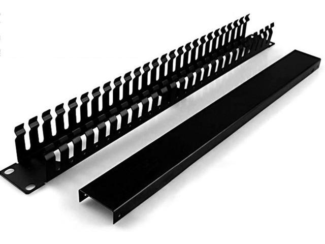 19 Inch 1U Cable Management Horizontal Cable Rack Mount Manager with mounting Screws for Service Rack Cabinet 24 Slot Finger Duct with Cover