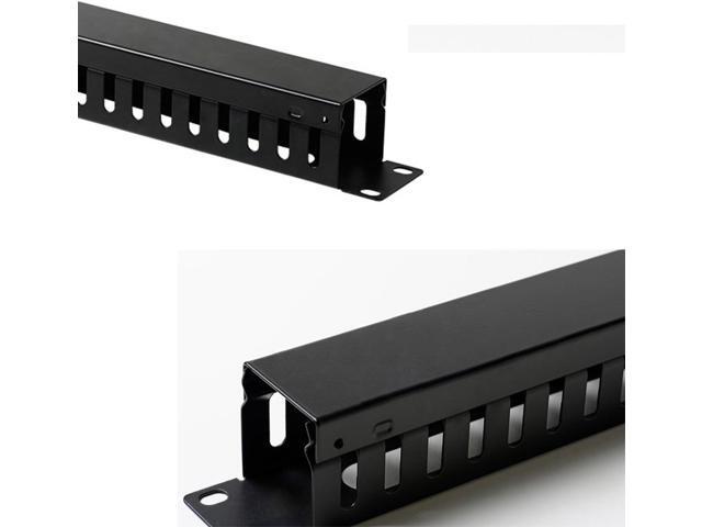19 Inch 1U Cable Management Horizontal Cable Rack Mount Manager with mounting Screws for Service Rack Cabinet 24 Slot Finger Duct with Cover