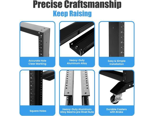 Rising Electronics Open Rack 15U 20U 28U 32U 42U 4 Post Open Frame 19-Inch Data Network Desktop Server/Audio Rack(28U, 17' Depth)
