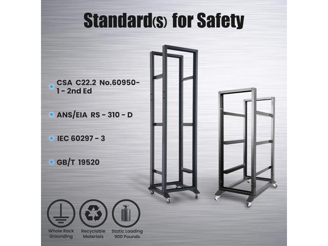Rising Electronics Open Rack 15U 20U 28U 32U 42U 4 Post Open Frame 19-Inch Data Network Desktop Server/Audio Rack(28U, 17' Depth)