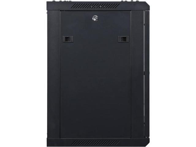 12U Professional Wall Mount Network Server Cabinet Enclosure 19-Inch Server Network Rack 16-Inches Deep Black