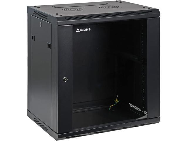 12U Professional Wall Mount Network Server Cabinet Enclosure 19-Inch Server Network Rack 16-Inches Deep Black