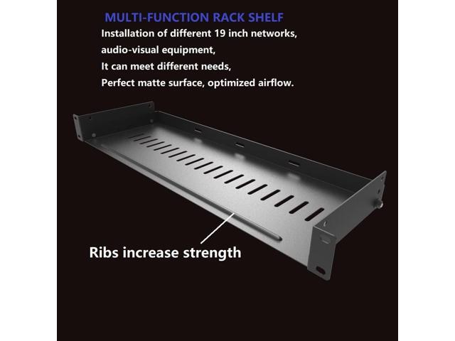 JINGCHENGMEI 1U Vented Rack Shelf Universal Rack Tray No Lip for 19 Inches Network Cabinet or Server Rack (6 Inches Deep)