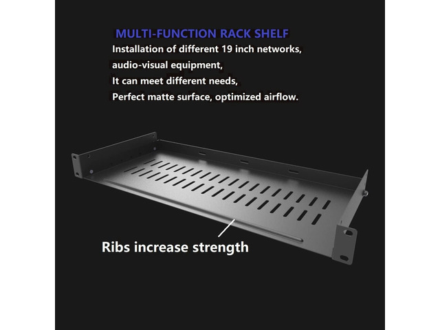 JINGCHENGMEI 1U Disassembled Vented Rack Shelf Universal Rack Tray No Lip for 19 Inches Network Cabinet or Server Rack (8 Inches Deep)