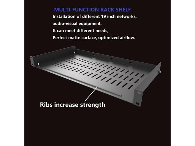 JINGCHENGMEI 1U Vented Server Rack Shelf 10 inches Deep Universal Rack Tray No Lip for 19 Inches Network Cabinet or Server Rack
