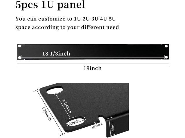 1U Blank Panel Rack Mount Spacer Filler Panel 19' Black Rack Blanking Blind Panel for Server Network Rack Enclosure Or Cabinet-5pcs (1U-5PCs)