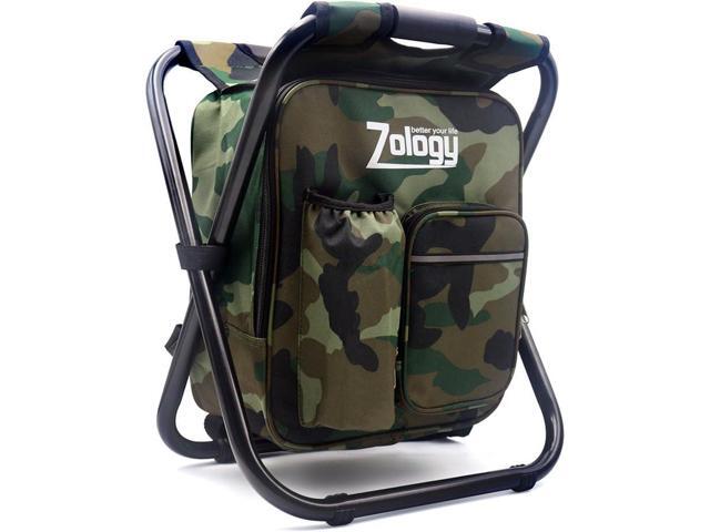 Folding Camping Chair Stool Backpack with Cooler Insulated Picnic Bag, Hiking Camouflage Seat Table Bag Camping Gear, Outdoor Fishing Hunting Gifts...